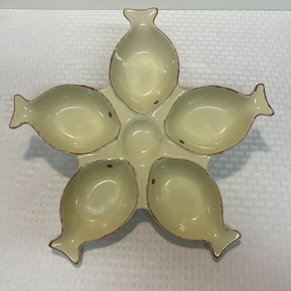 Coastline Imports Fishy Fish Stoneware Dish - Picture 1 of 6
